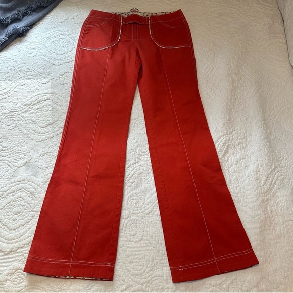 Oruola Wide Leg Low Rise Pants. Size: 32. Color: Orange. - Picture 3 of 8